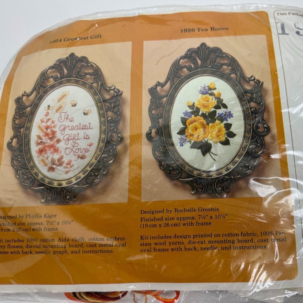 Vtg 1983s The Creative Circle Crewel Cross Stitch Embroidery Victorian Frame